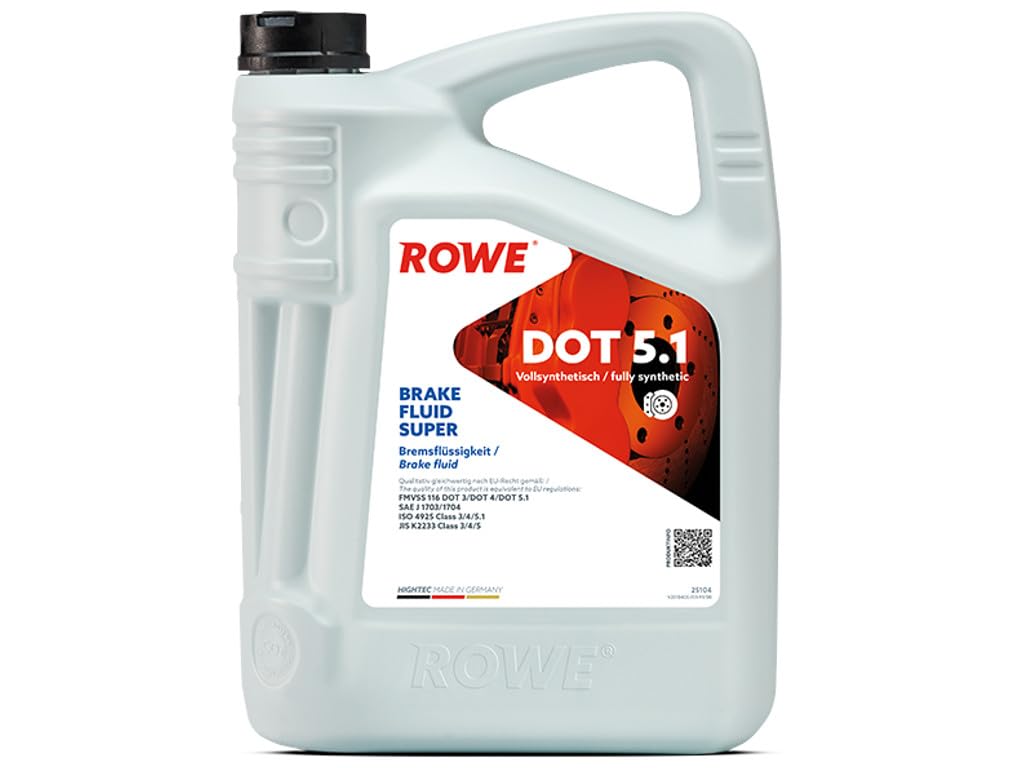ROWE - 5 Liter HIGHTEC Brake Fluid SUPER DOT 5.1 Bremsflüssigkeit - mit verbessertem Trocken- und Nasssiedeverhalten von ROWE