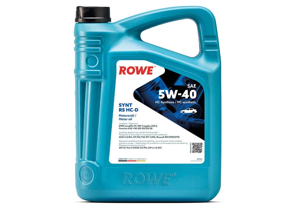 5L ROWE SYNT RS HC-D 5W-40 Motoröl BMW-LL01 MB 229.5 Porsche A40 VW 502/505.00 5L ROWE SYNT RS HC-D 5W-40 Motoröl BMW-LL01 MB 229.5 Porsche A40 VW 502/505.00 von ROWE