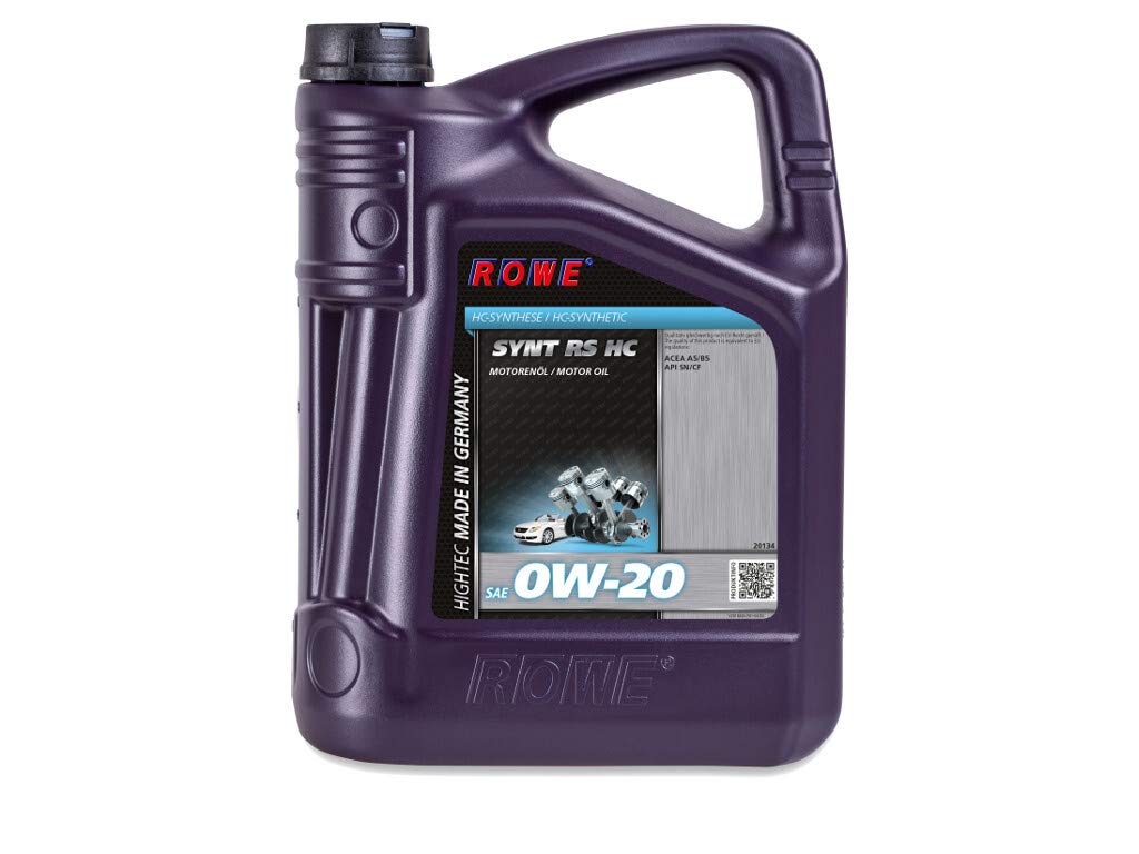 ROWE - 5 Liter HIGHTEC SYNT RS HC SAE 0W-20 Motorenöl - PKW Motoröl für Ottomotor, Hybridmotor von ROWE