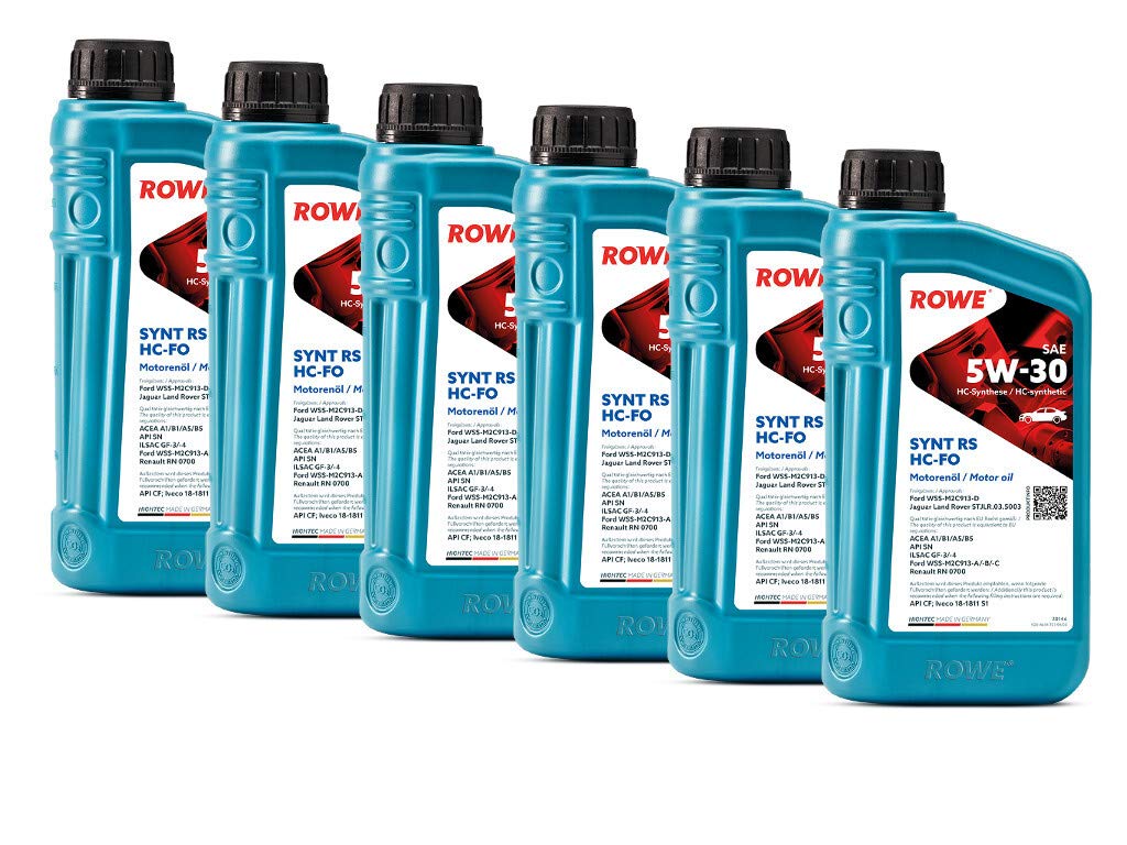 6 (6x1L) Liter ROWE HIGHTEC SYNT RS SAE 5W-30 HC-FO Motoröl Made in Germany von ROWE
