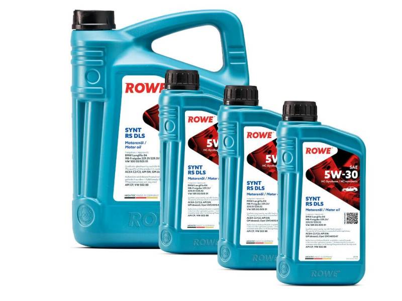ROWE - 5 + 3x 1 Liter HIGHTEC SYNT RS DLS SAE 5W-30 Motorenöl - PKW Motoröl für Modelle mit Abgasnachbehandlung und Turboaufladung von ROWE