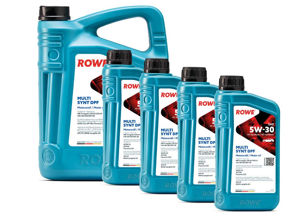 ROWE - 5 + 4x 1 Liter ROWE HIGHTEC MULTI SYNT DPF SAE 5W-30 Motorenöl - PKW Motoröl für Modelle mit Abgasnachbehandlung und Turboaufladung von ROWE