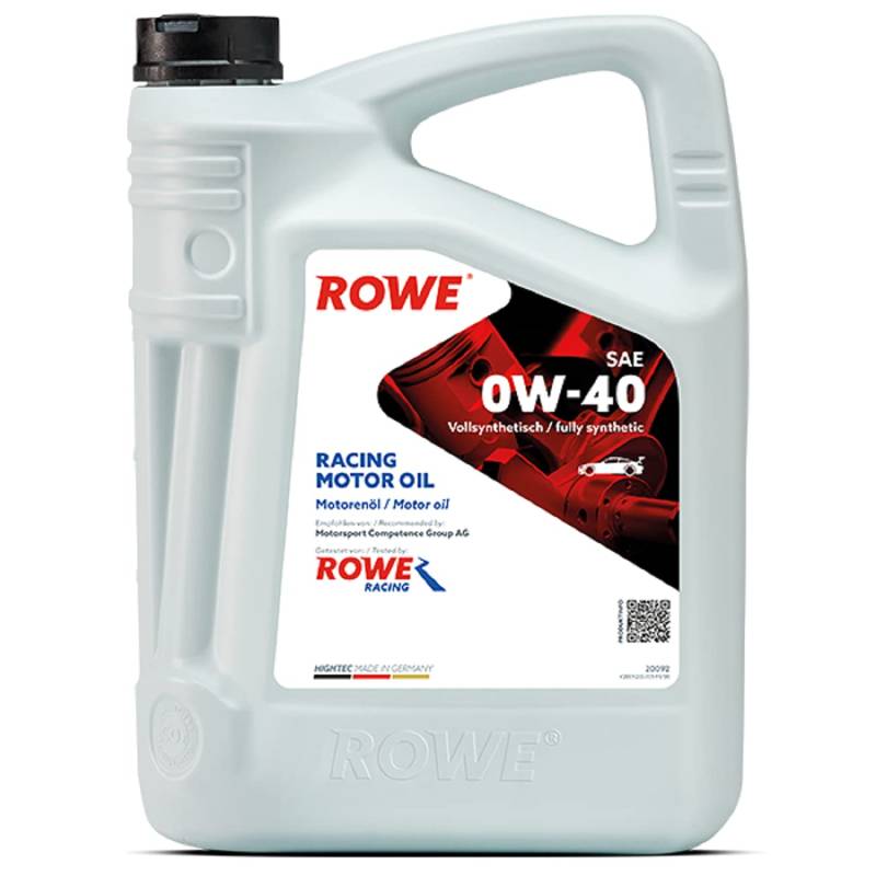ROWE 20092 HIGHTEC RACING MOTOR OIL SAE 0W-40 - vollsynthetisches Motorenöl mit Multi-Ester-Technologie für Rennsport - 5 Liter von ROWE
