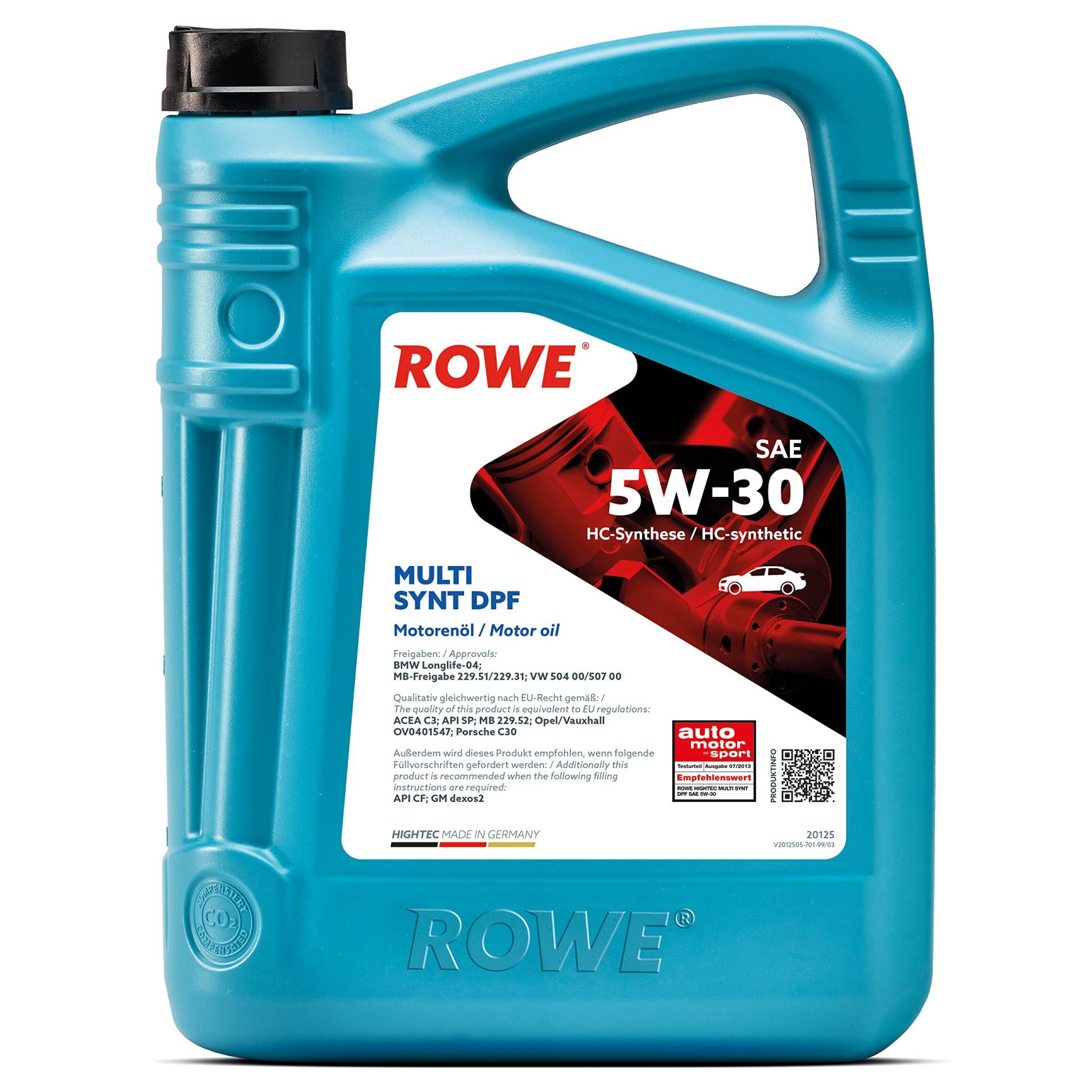 ROWE - 5 Liter HIGHTEC MULTI SYNT DPF SAE 5W-30 Motorenöl - für Diesel- und Benzinmotoren mit Turboaufladung ROWE - 5 Liter HIGHTEC MULTI SYNT DPF SAE 5W-30 Motorenöl - für Diesel- und Benzinmotoren mit Turboaufladung von ROWE