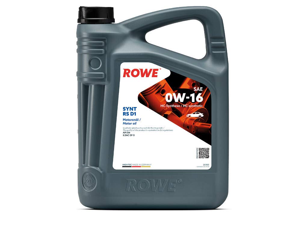 ROWE - 5 Liter HIGHTEC SYNT RS D1 SAE 0W-16 Motorenöl - PKW Motoröl für Benzin- und Hybridfahrzeuge ROWE - 5 Liter HIGHTEC SYNT RS D1 SAE 0W-16 Motorenöl - PKW Motoröl für Benzin- und Hybridfahrzeuge von ROWE