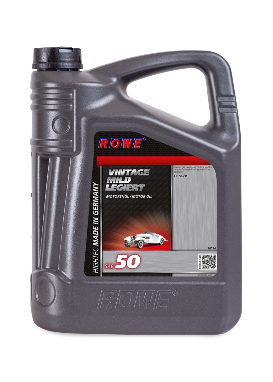 ROWE - 5 Liter HIGHTEC VINTAGE SAE 50 MILD LEGIERT Motorenöl - Motoröl für Oldtimer, Youngtimer von ROWE