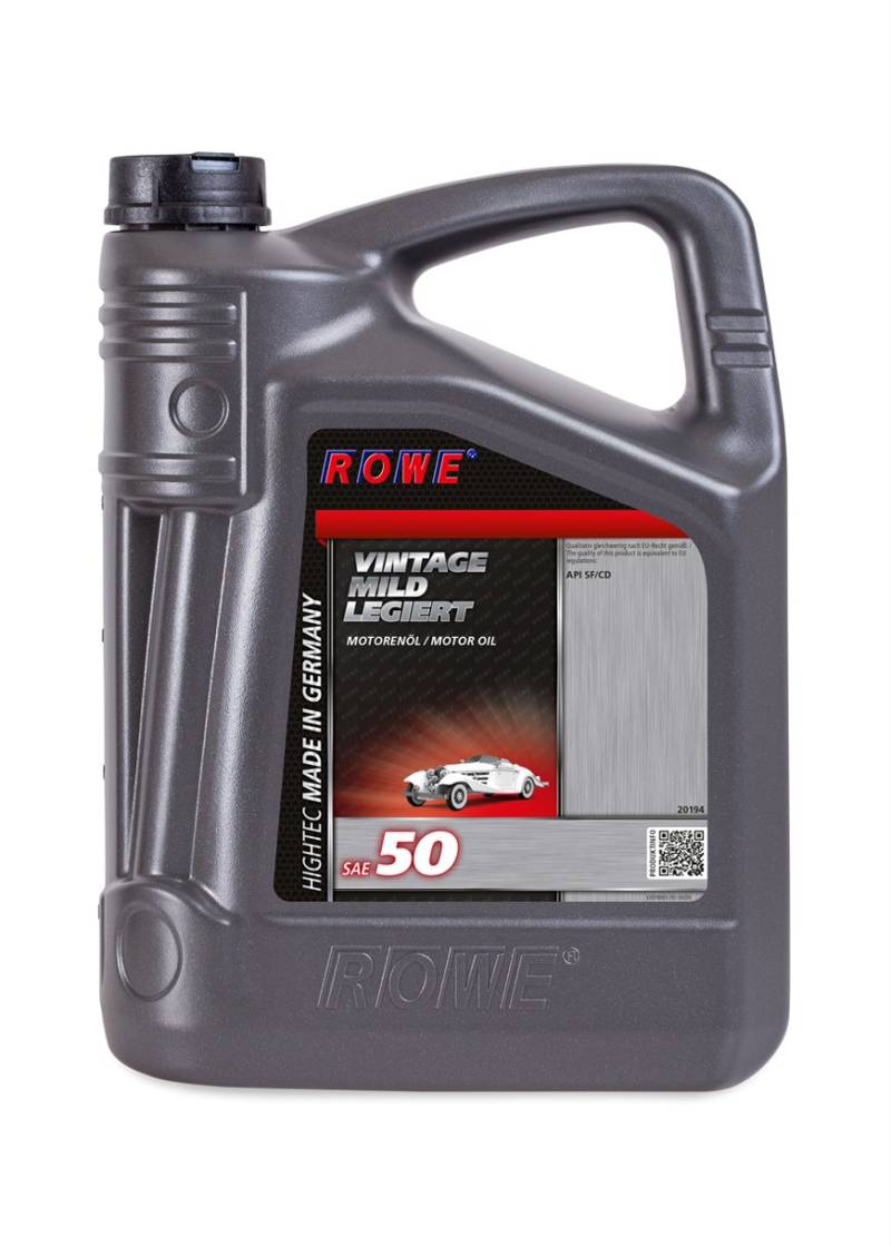 ROWE 20194 HIGHTEC VINTAGE SAE 50 MILD LEGIERT - Pkw-Motorenöl für Old- und Youngtimer mit Otto- oder Dieselmotor - 5 Liter von ROWE
