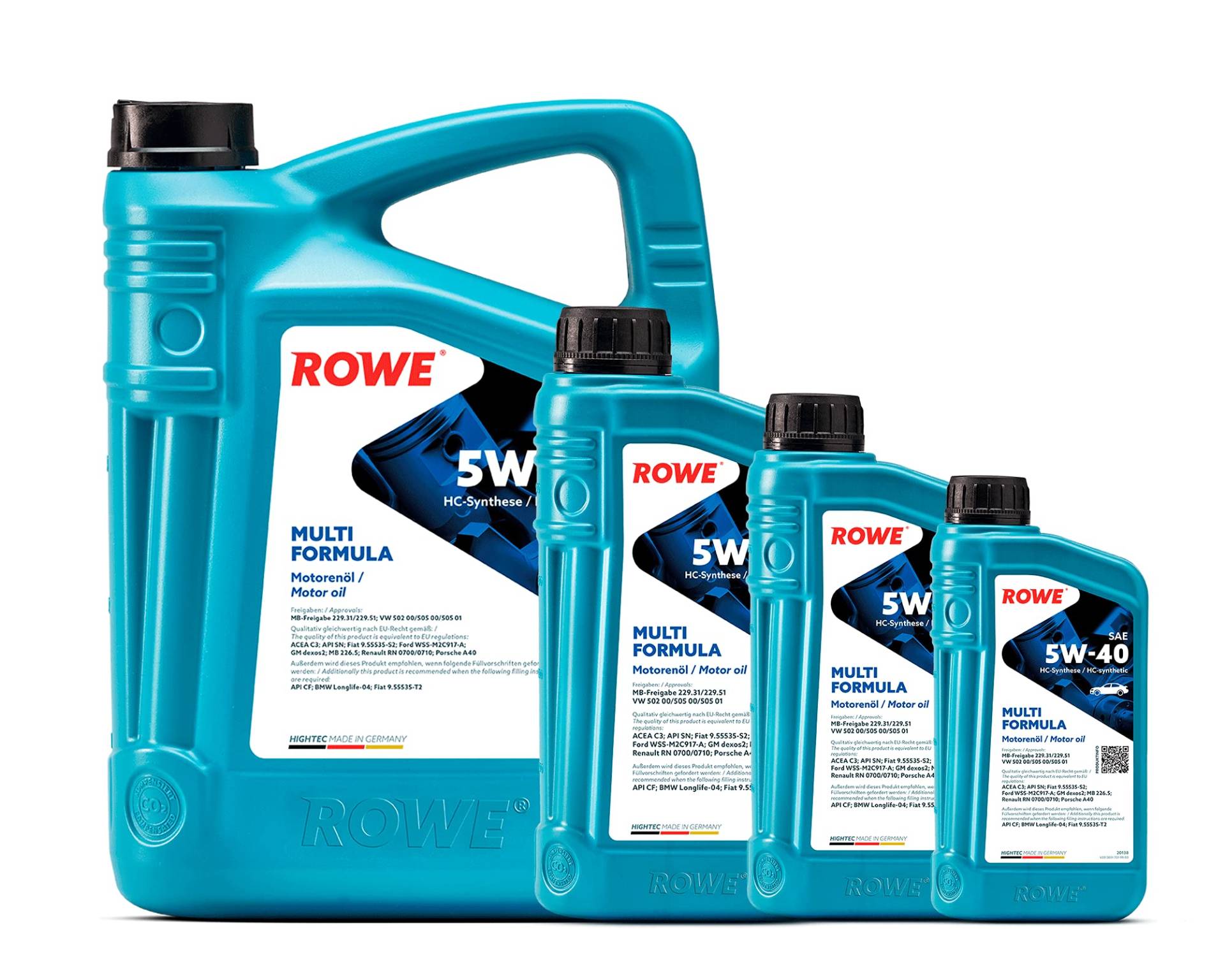 ROWE 8 Liter - 5 + 3X 1 Liter HIGHTEC Multi Formula SAE 5W-40 Motorenöl - PKW Motoröl vollsyntethisch (HC-Synthese) von ROWE