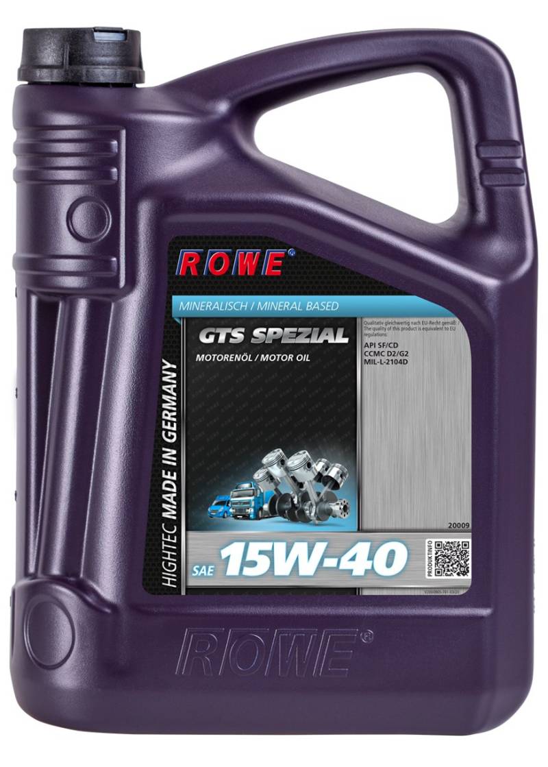 ROWE HIGHTEC GTS Spezial SAE 15W-40-5 Liter Motoröl für gemischten Fuhrpark mineralisch | Made in Germany von ROWE