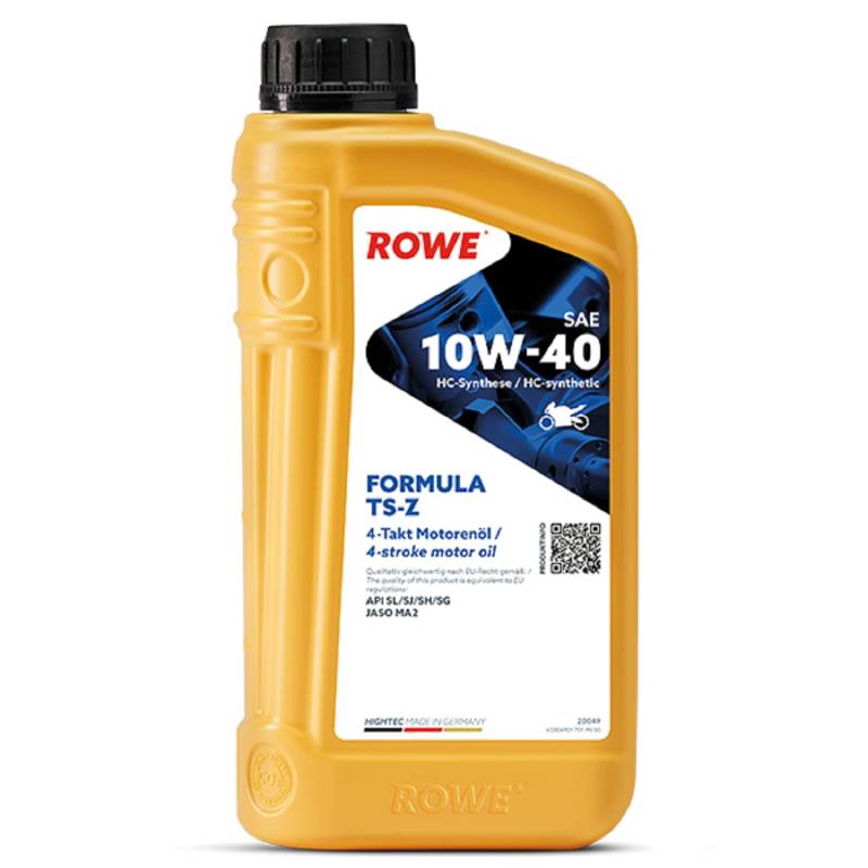 ROWE 20049 HIGHTEC FORMULA SAE 10W-40 TS-Z - Motorenöl für 4-Takt-Motorräder mit nass laufender Ölbadkupplung - 1 Liter von ROWE