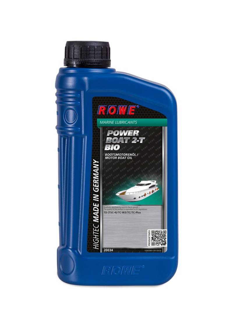 ROWE 20034 HIGHTEC POWER BOAT 2-T BIO - Hochleistungs-2-Takt-Motorenöl für Außenbordmotoren - 1 Liter von ROWE