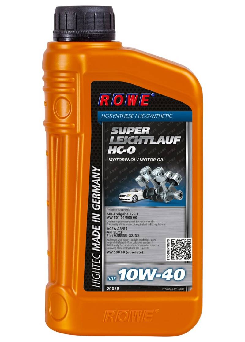 ROWE Hightec Super Leichtlauf 10W-40 HC-O - 1 Liter PKW Motoröl, vollsynthetisch (HC-Synthese) | Made in Germany von ROWE