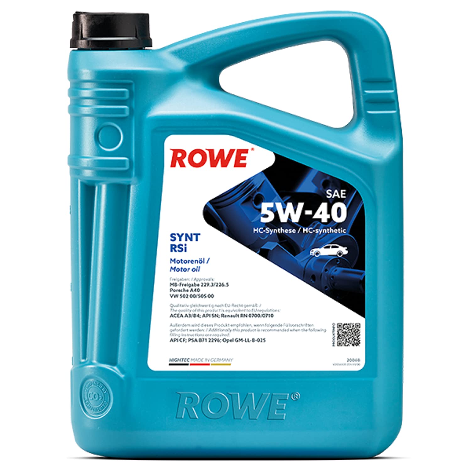 ROWE - 5 Liter HIGHTEC SYNT RSi SAE 5W-40 Motorenöl - für Diesel- und Benzinmotoren mit und ohne Turboaufladung ROWE - 5 Liter HIGHTEC SYNT RSi SAE 5W-40 Motorenöl - für Diesel- und Benzinmotoren mit und ohne Turboaufladung von ROWE