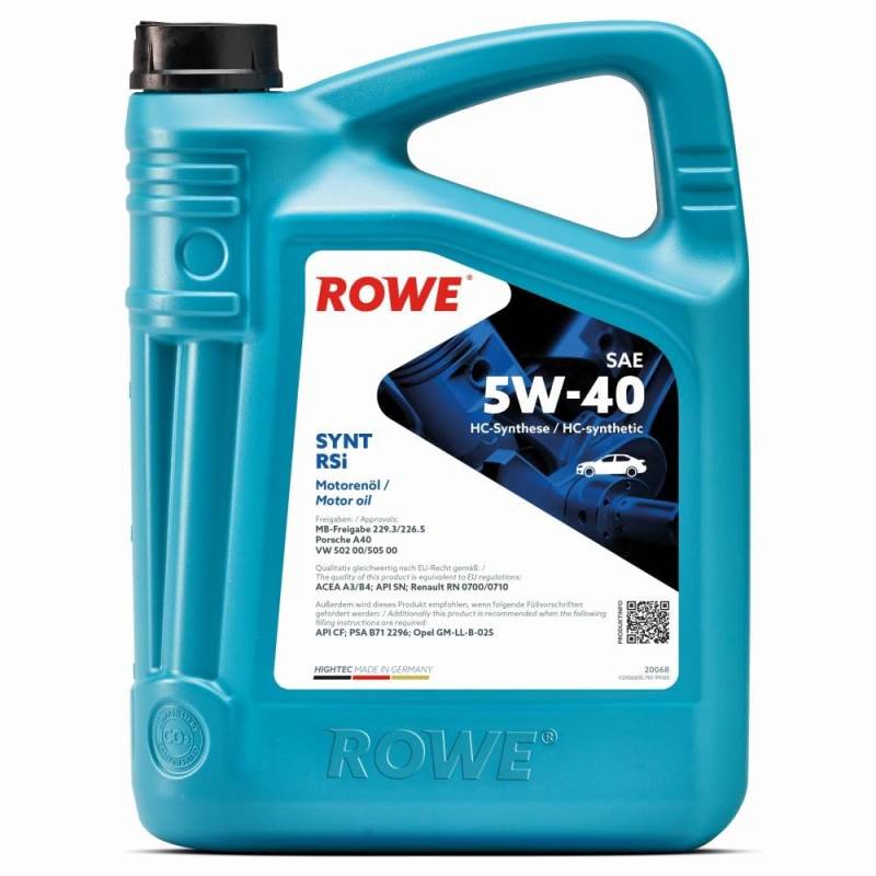 ROWE - 5 Liter HIGHTEC SYNT RSi SAE 5W-40 Motorenöl - für Diesel- und Benzinmotoren mit und ohne Turboaufladung von ROWE