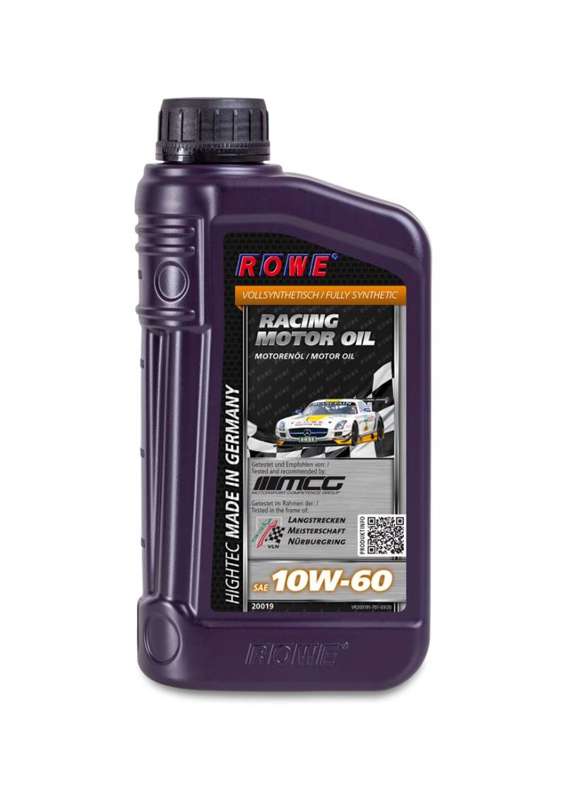 ROWE 20019 HIGHTEC RACING MOTOR OIL SAE 10W-60 - vollsynthetisches Motorenöl mit Multi-Ester-Technologie für Rennsport - 1 Liter von ROWE