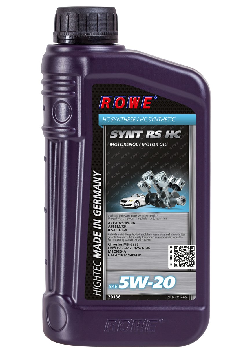 ROWE Hightec Synt RS HC SAE 5W-20-1 Liter PKW-Motoröl, vollsynthetisch (HC-Synthese) |Made in Germany von ROWE