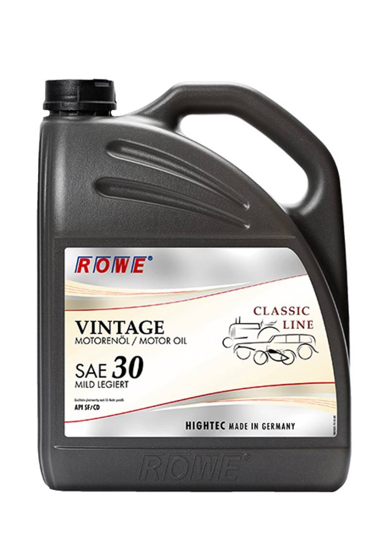 ROWE 20224 HIGHTEC VINTAGE SAE 30 MILD LEGIERT - Pkw-Motorenöl für Old- und Youngtimer mit Otto- oder Dieselmotor - 5 Liter von ROWE