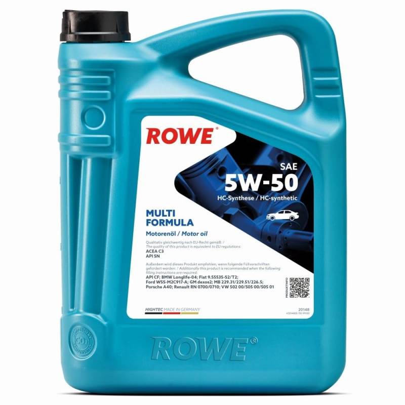 ROWE Motoröl HIGHTEC MULTI FORMULA SAE 5W-50 (20148) Teilsynthetiköl 5 L von ROWE