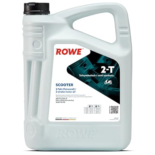 ROWE 20030 HIGHTEC 2-T SCOOTER - teilsynthetisches Hochleistungs-2-Takt- Motorenöl für luft- und wassergekühlte Motoren - 5 Liter ROWE 20030 HIGHTEC 2-T SCOOTER - teilsynthetisches Hochleistungs-2-Takt- Motorenöl für luft- und wassergekühlte Motoren - 5 Liter von ROWE