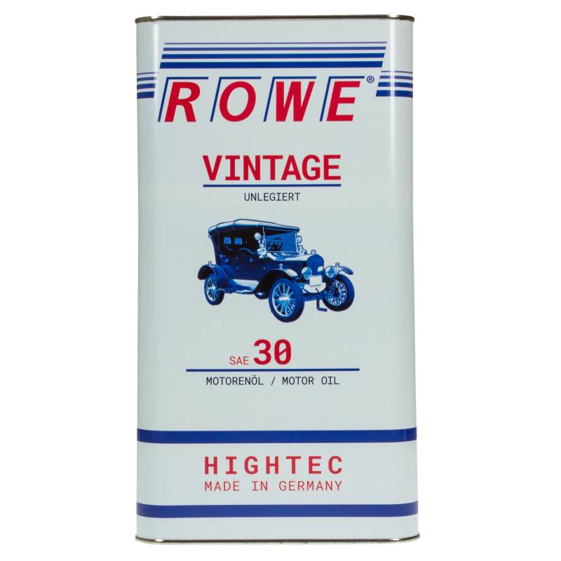 ROWE 20038 HIGHTEC VINTAGE SAE 30 UNLEGIERT - Pkw Motorenöl mineralisch für Oldtimer mit Otto- oder Dieselmotor - 5 Liter von ROWE
