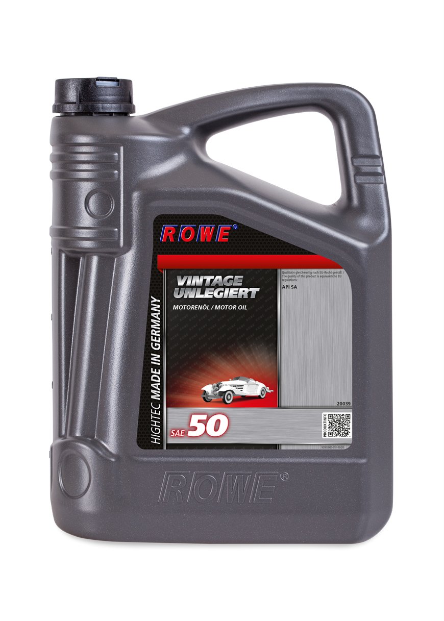 ROWE - 5 Liter HIGHTEC VINTAGE SAE 50 UNLEGIERT Motorenöl - PKW Motoröl für Oldtimer und Youngtimer - mineralisch von ROWE