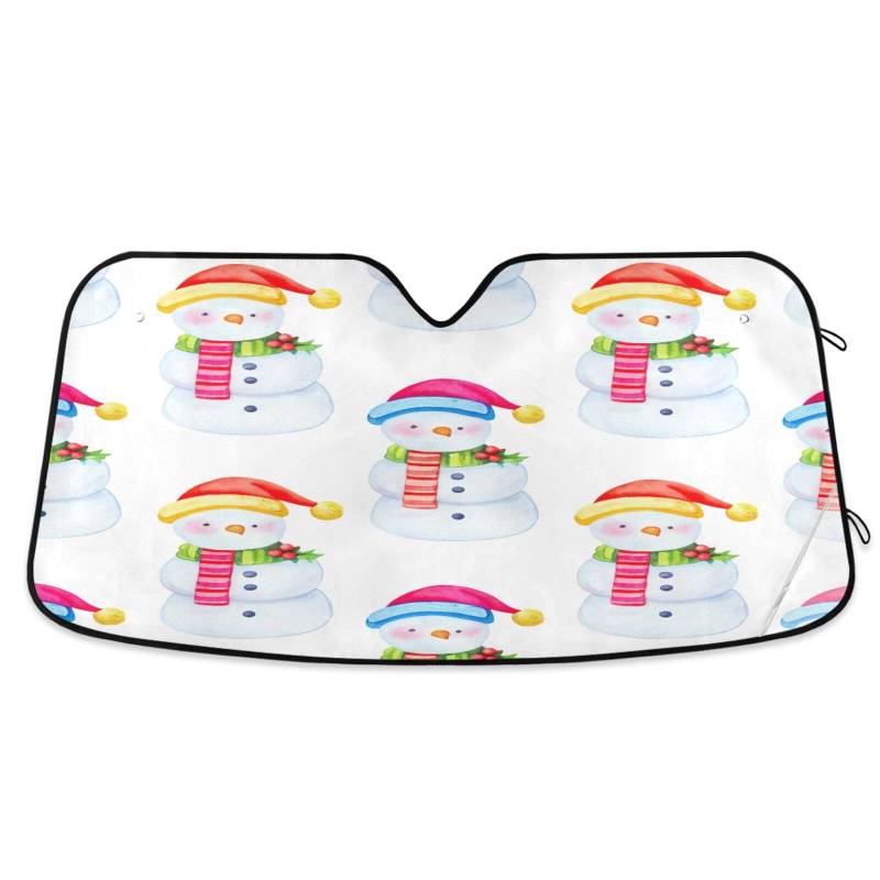 Auto-Sonnenschutz für Windschutzscheibe, niedliche Winter-Schneemänner, faltbare Frontscheibenabdeckung, Hitzeschutz-Sonnenschutz – 144 x 80 cm von RPLIFE