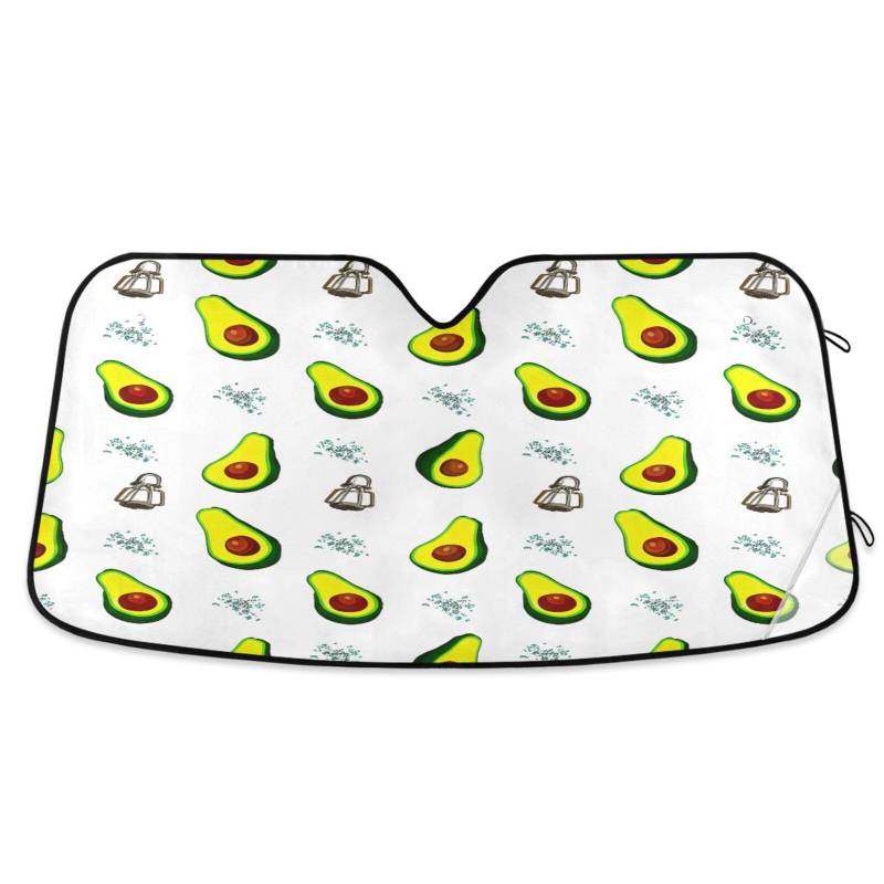 Auto-Sonnenschutz für Windschutzscheibe, niedliche grüne Avocados, weiß, faltbare Frontscheibenabdeckung, Auto-Windschutzscheiben-Isolationsabdeckung – 134 x 59 cm von RPLIFE