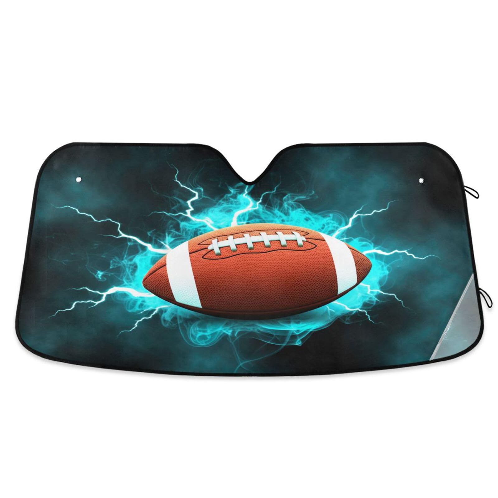 Auto Windschutzscheibe Sonnenschutz Cool Football Teal Lightning Faltbare Frontscheibenabdeckung Windschutzscheibe Sonnenblende - 144 x 80 cm Auto Windschutzscheibe Sonnenschutz Cool Football Teal Lightning Faltbare Frontscheibenabdeckung Windschutzscheibe Sonnenblende - 144 x 80 cm von RPLIFE