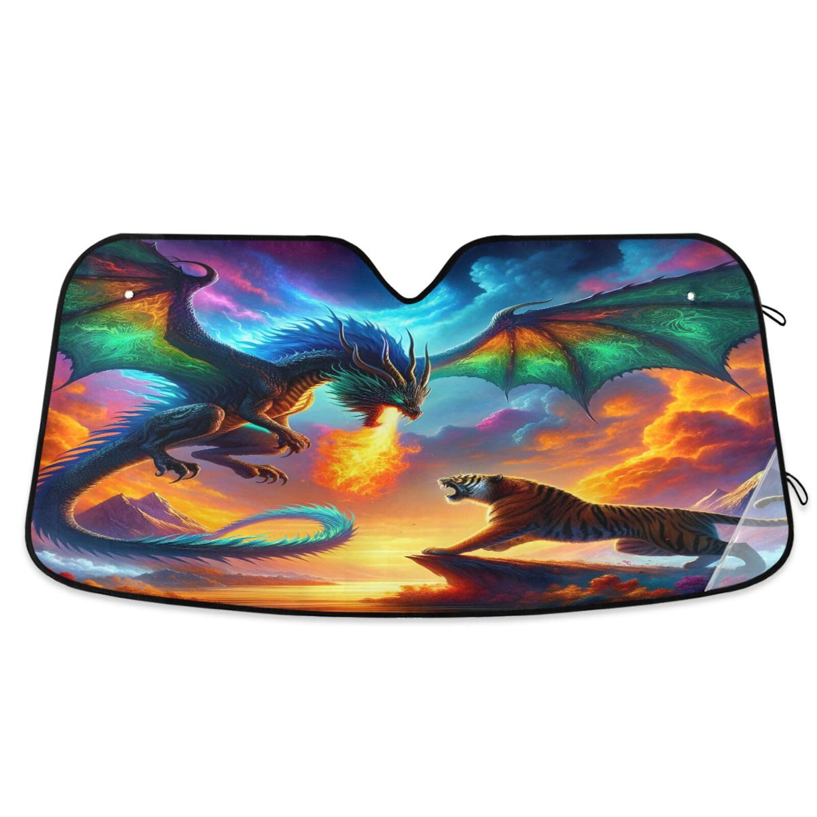 Auto Windschutzscheibe Sonnenschutz Dragon Tiger Faltbare Frontscheibenabdeckung Auto Windschutzscheibe Hitzeschutz - 144 x 80 cm Auto Windschutzscheibe Sonnenschutz Dragon Tiger Faltbare Frontscheibenabdeckung Auto Windschutzscheibe Hitzeschutz - 144 x 80 cm von RPLIFE