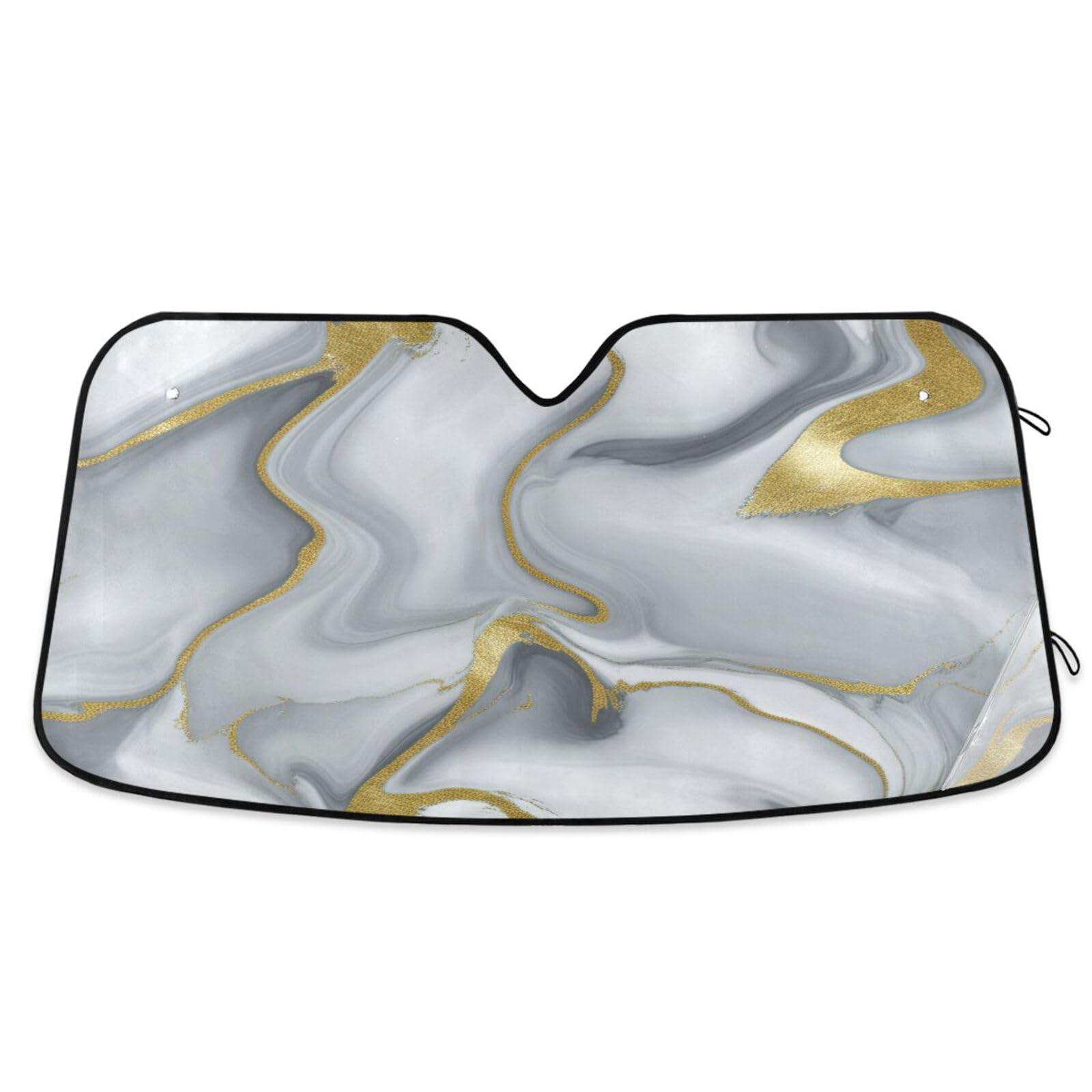Auto Windschutzscheibe Sonnenschutz Grau Gold Marmor Textur, Faltbarer UV-Sonnenschutz für Auto, Frontscheibenabdeckung - 140 x 70 cm Auto Windschutzscheibe Sonnenschutz Grau Gold Marmor Textur, Faltbarer UV-Sonnenschutz für Auto, Frontscheibenabdeckung - 140 x 70 cm von RPLIFE