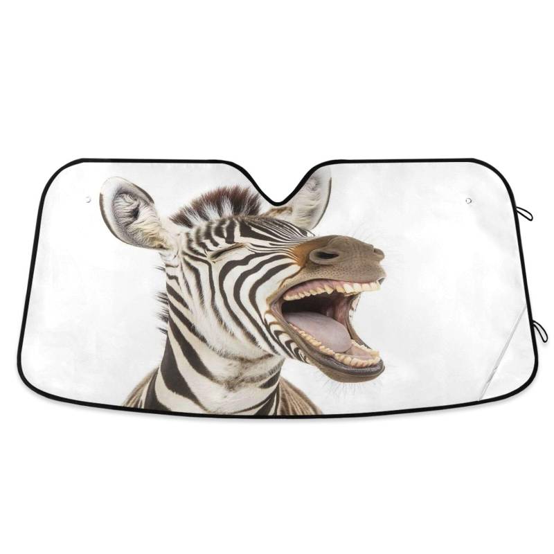 Auto Windschutzscheibe Sonnenschutz Lachendes Zebra, Faltbarer UV-Sonnenschutz für Auto, Frontscheibenabdeckung – 140 x 70 cm von RPLIFE
