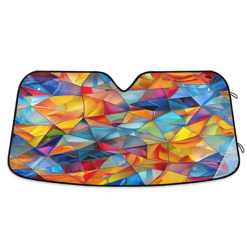 Auto-Windschutzscheiben-Abdeckung, Buntglas, faltbare Frontscheibenabdeckung, Auto-Windschutzscheiben-Abdeckung, 140 x 70 cm von RPLIFE