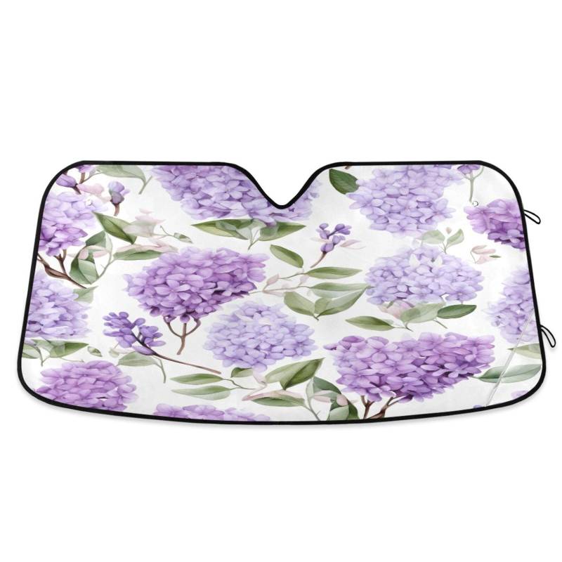 Auto-Windschutzscheiben-Abdeckung, violett, lila Blumen, faltbare Frontscheibenabdeckung, Auto-Windschutzscheiben-Isolationsabdeckung – 140 x 70 cm von RPLIFE