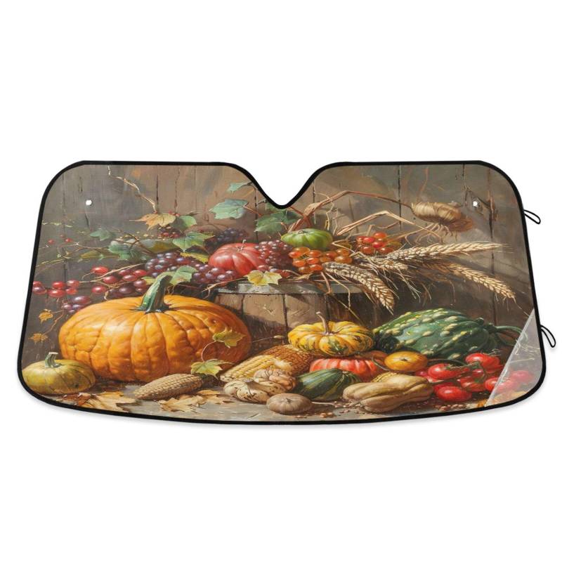 Auto-Windschutzscheiben-Schatten, Herbsternte, Kürbisse, Früchte, faltbare Frontscheibenabdeckung, Auto-Windschutzscheiben-Schutz vor Hitze – 140 x 70 cm von RPLIFE