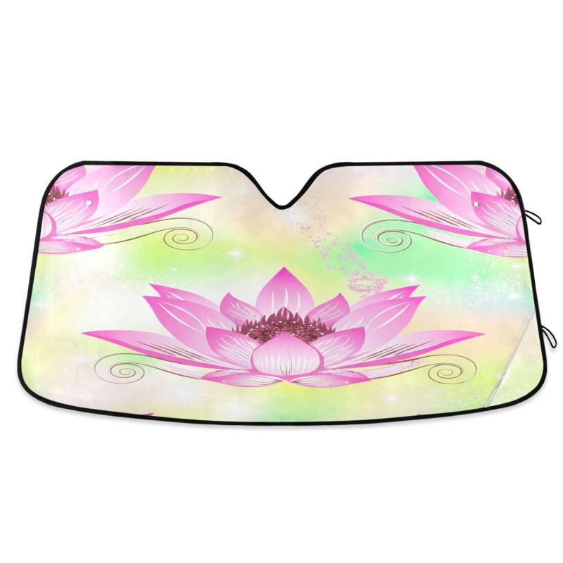 Auto-Windschutzscheiben-Schatten, schöne rosa Lotusblüte, faltbare Frontscheibenabdeckung, Auto-Windschutzscheiben-Schutz vor Hitze – 140 x 70 cm von RPLIFE