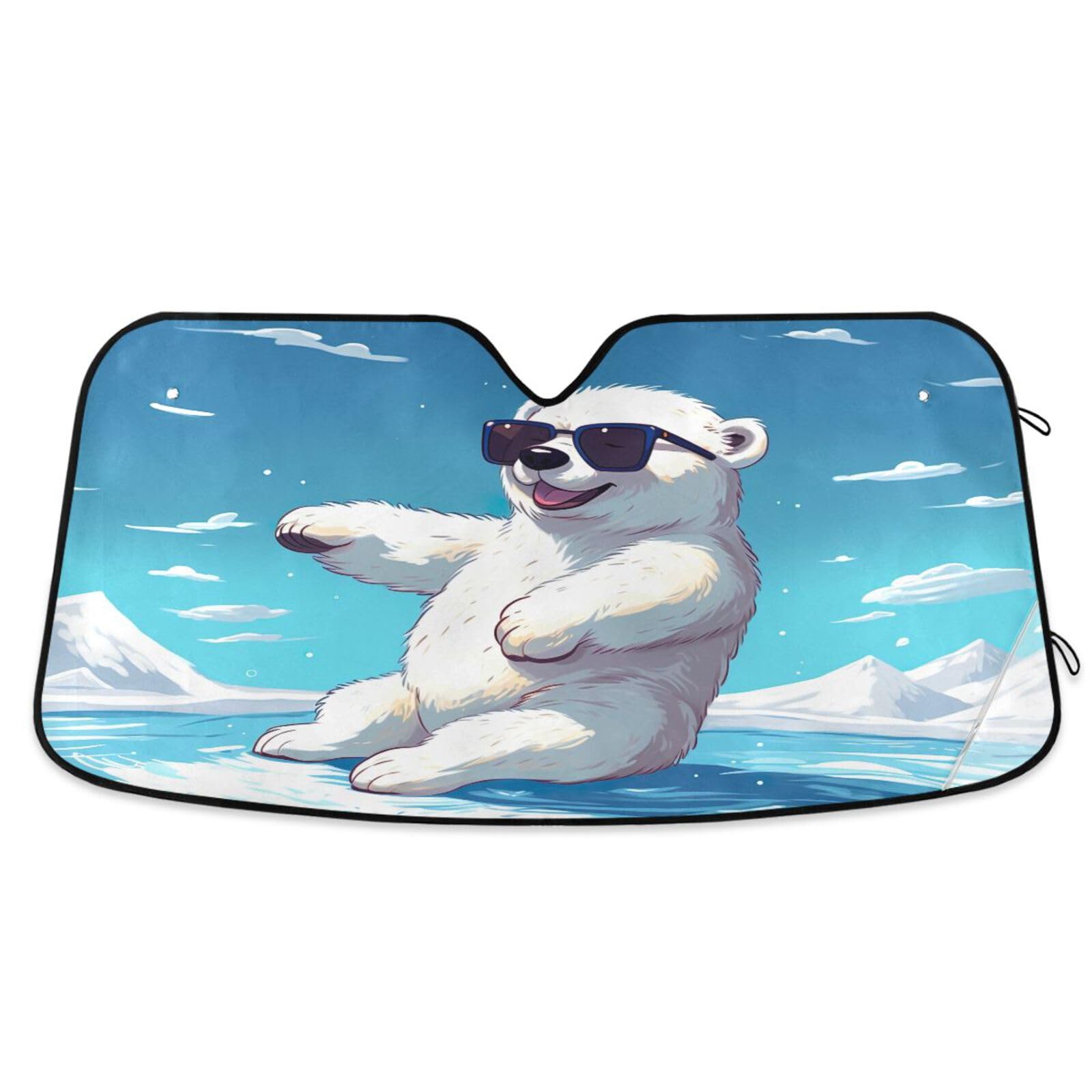 Auto-Windschutzscheiben-Sonnenschutz, Cartoon-Eisbär, faltbare Frontscheibenabdeckung, Auto-Reflektor-Sonnenschutz – 134 x 59,9 cm Auto-Windschutzscheiben-Sonnenschutz, Cartoon-Eisbär, faltbare Frontscheibenabdeckung, Auto-Reflektor-Sonnenschutz – 134 x 59,9 cm von RPLIFE