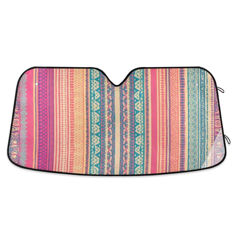 Auto-Windschutzscheiben-Sonnenschutz, bunt gestreift, faltbare Frontscheibenabdeckung, Auto-Windschutzscheiben-Schutz vor Hitze – 140 x 70 cm von RPLIFE