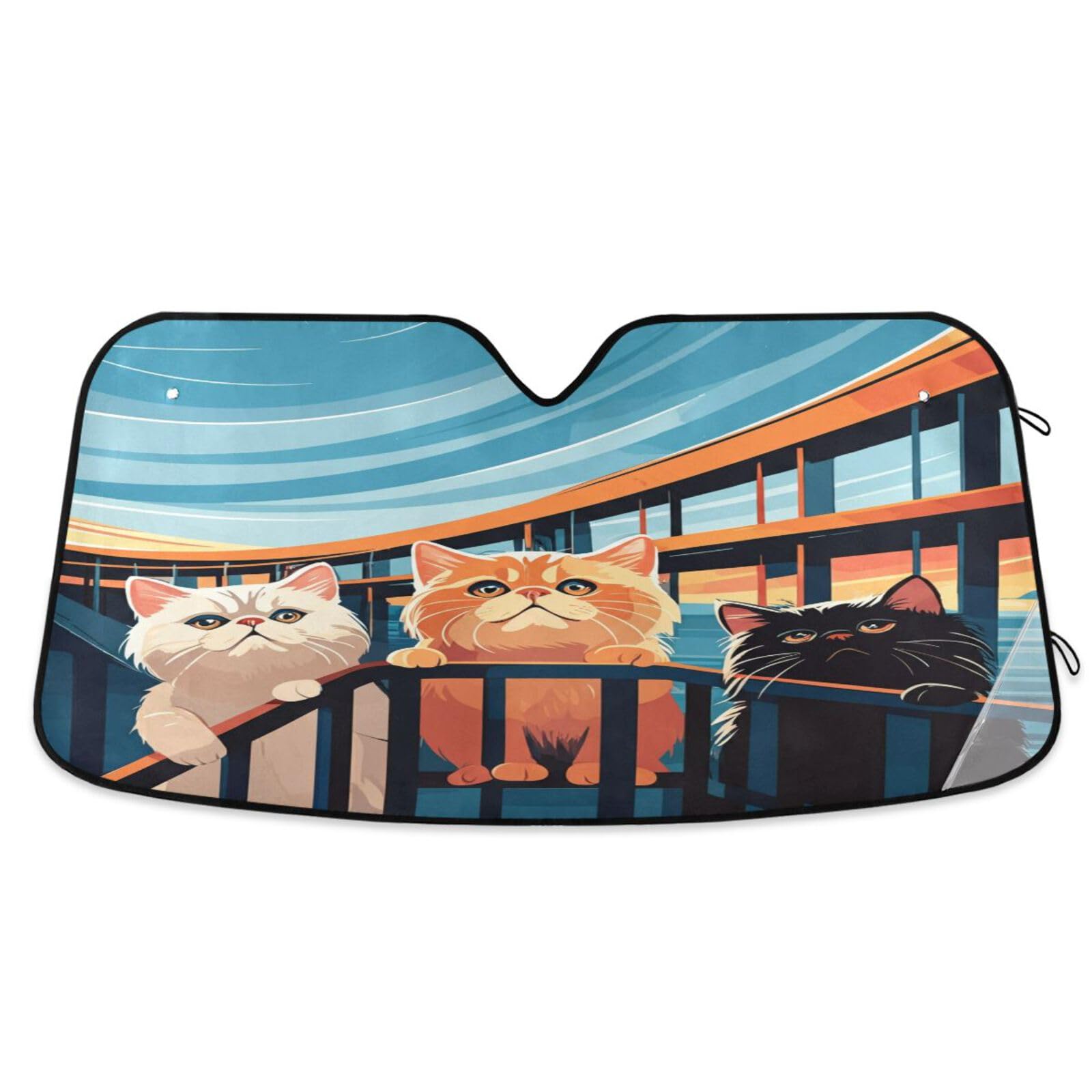 Auto-Windschutzscheiben-Sonnenschutz, niedliche Katzen, faltbare Windschutzscheiben-Sonnenblende, Frontscheibenabdeckung – 144 x 80 cm Auto-Windschutzscheiben-Sonnenschutz, niedliche Katzen, faltbare Windschutzscheiben-Sonnenblende, Frontscheibenabdeckung – 144 x 80 cm von RPLIFE