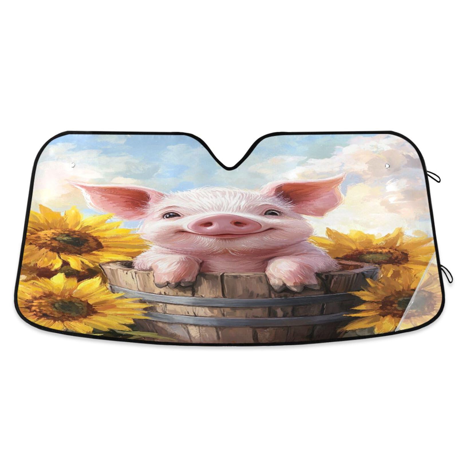 Auto-Windschutzscheiben-Sonnenschutz, niedliches Schwein, faltbare Frontscheibenabdeckung, Auto-Windschutzscheiben-Isolationsabdeckung – 134 x 59 cm Auto-Windschutzscheiben-Sonnenschutz, niedliches Schwein, faltbare Frontscheibenabdeckung, Auto-Windschutzscheiben-Isolationsabdeckung – 134 x 59 cm von RPLIFE