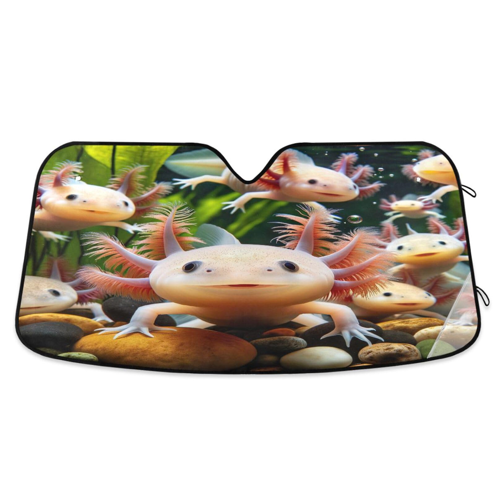 Axolotls Windschutzscheiben-Sonnenschutz, niedliches Tier-Puzzle, faltbare Frontscheibenabdeckung, Auto-Windschutzscheiben-Abdeckung, 140 x 70 cm Axolotls Windschutzscheiben-Sonnenschutz, niedliches Tier-Puzzle, faltbare Frontscheibenabdeckung, Auto-Windschutzscheiben-Abdeckung, 140 x 70 cm von RPLIFE