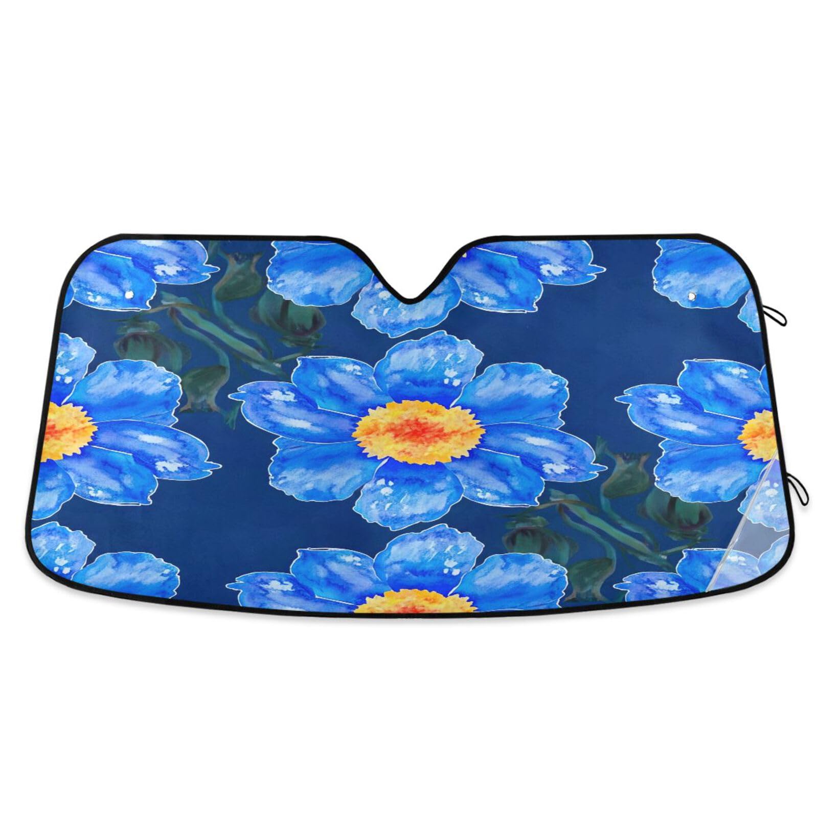 Sonnenschutz für Auto-Windschutzscheibe, blaue Aquarellblumen, faltbar, Hitzeschutz, Frontscheibenabdeckung – 144 x 80 cm Sonnenschutz für Auto-Windschutzscheibe, blaue Aquarellblumen, faltbar, Hitzeschutz, Frontscheibenabdeckung – 144 x 80 cm von RPLIFE