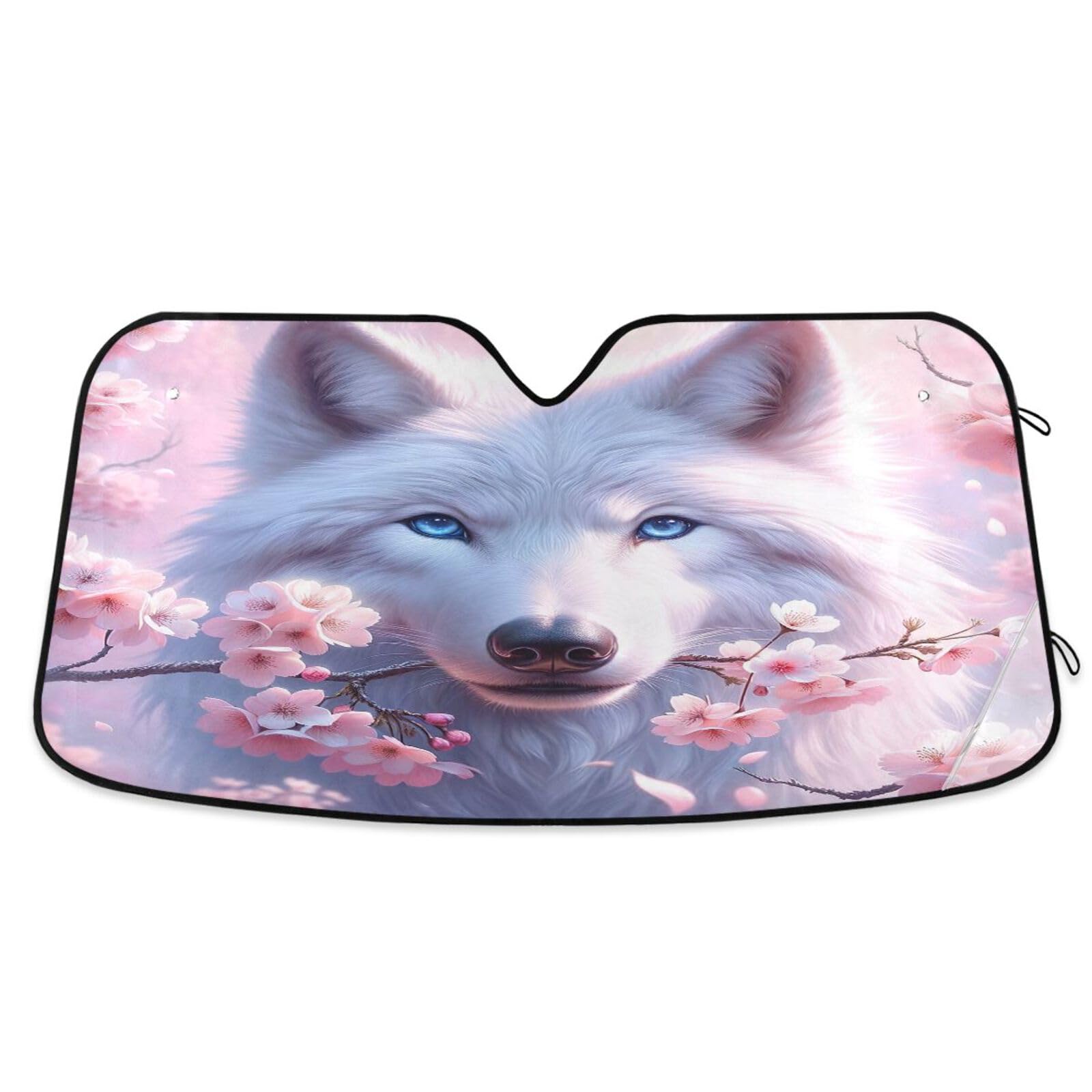 Sonnenschutz für Auto-Windschutzscheibe, weißer Wolf, rosa Kirschblüte, faltbare Frontscheibenabdeckung, Hitzeschutz-Sonnenschutz – 140 x 70 cm Sonnenschutz für Auto-Windschutzscheibe, weißer Wolf, rosa Kirschblüte, faltbare Frontscheibenabdeckung, Hitzeschutz-Sonnenschutz – 140 x 70 cm von RPLIFE