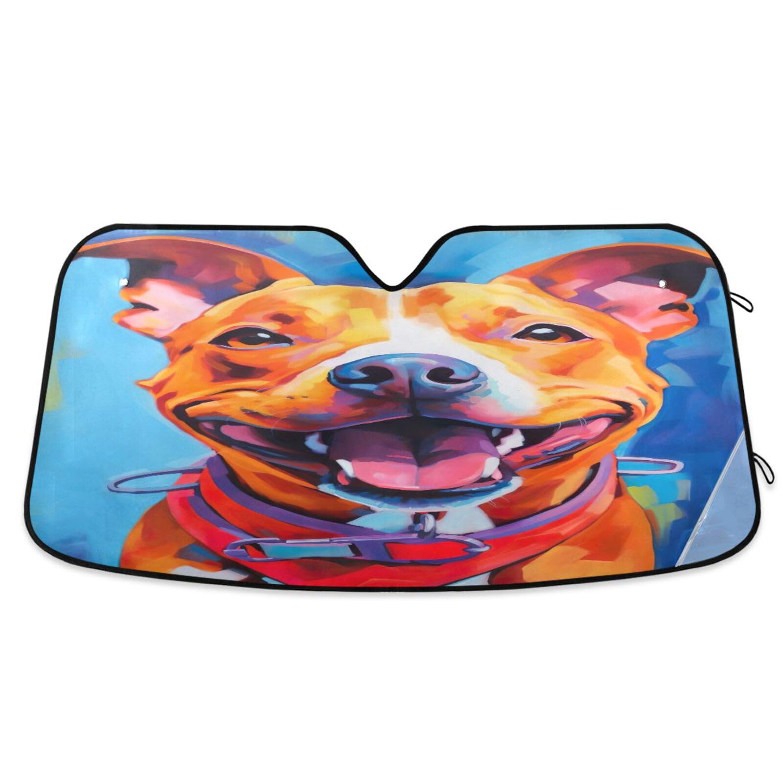 Sonnenschutz für Auto Windschutzscheibe Malerei Orange Pitbull Dog, Faltbarer Windschutzscheiben-Hitzeschild, Frontscheibenabdeckung – 144 x 80 cm Sonnenschutz für Auto Windschutzscheibe Malerei Orange Pitbull Dog, Faltbarer Windschutzscheiben-Hitzeschild, Frontscheibenabdeckung – 144 x 80 cm von RPLIFE