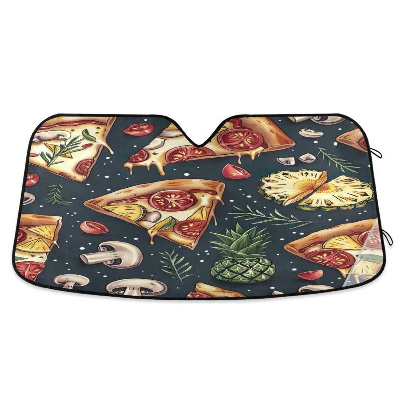 Windschutzscheiben-Sonnenschutz, Pizzascheiben, Ananas, faltbarer Auto-Reflektor, Sonnenschutz, Frontscheibenabdeckung – 144 x 80 cm von RPLIFE