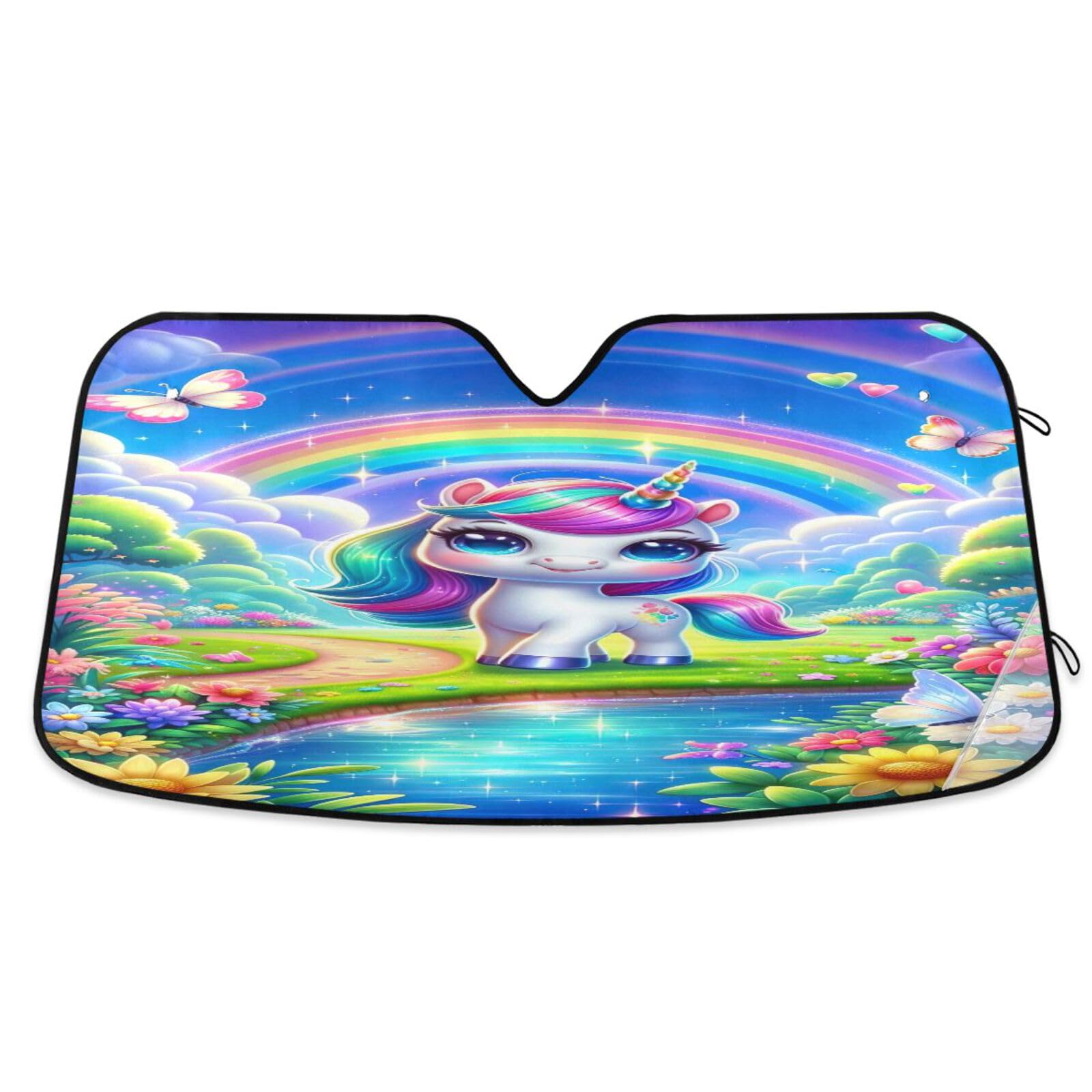 Windschutzscheiben-Sonnenschutz, Regenbogen-Einhorn, faltbare Sonnenabdeckung für Auto-Windschutzscheibe, Frontscheibenabdeckung – 144 x 80 cm Windschutzscheiben-Sonnenschutz, Regenbogen-Einhorn, faltbare Sonnenabdeckung für Auto-Windschutzscheibe, Frontscheibenabdeckung – 144 x 80 cm von RPLIFE