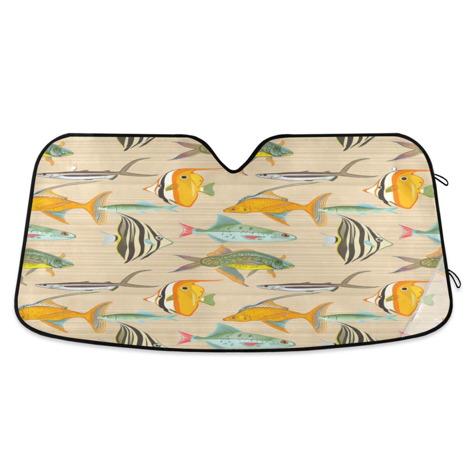 Windschutzscheiben-Sonnenschutz, Vintage-Fisch, faltbare Frontscheibenabdeckung, Hitzeschild, Sonnenschutz – 144 x 80 cm Windschutzscheiben-Sonnenschutz, Vintage-Fisch, faltbare Frontscheibenabdeckung, Hitzeschild, Sonnenschutz – 144 x 80 cm von RPLIFE