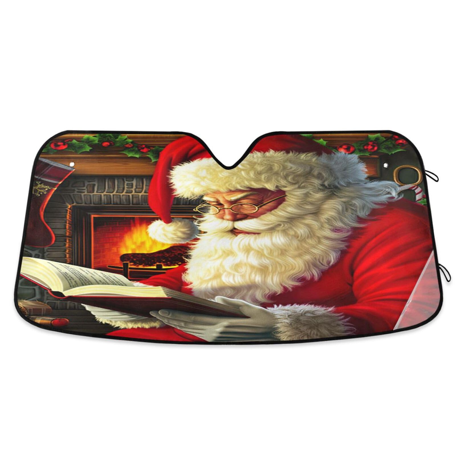 Windschutzscheiben-Sonnenschutz, Weihnachtsmann, rot, faltbare Frontscheibenabdeckung, UV-Sonnenschutz für Auto – 144 x 80 cm Windschutzscheiben-Sonnenschutz, Weihnachtsmann, rot, faltbare Frontscheibenabdeckung, UV-Sonnenschutz für Auto – 144 x 80 cm von RPLIFE