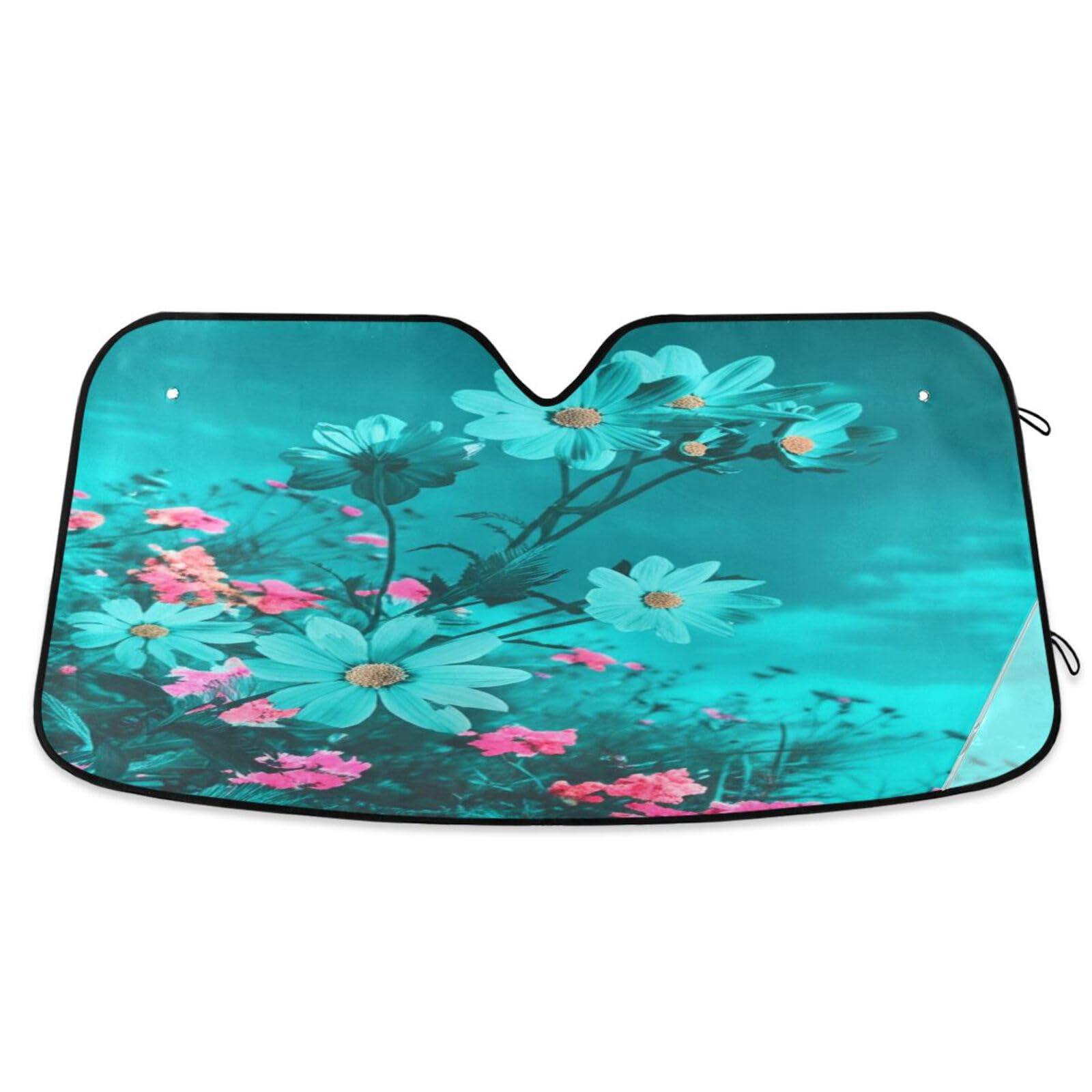 Windschutzscheiben-Sonnenschutz, blaugrüne rosa Blumen, faltbare Frontscheibenabdeckung, Auto-Reflektor-Sonnenschutz – 144 x 80 cm Windschutzscheiben-Sonnenschutz, blaugrüne rosa Blumen, faltbare Frontscheibenabdeckung, Auto-Reflektor-Sonnenschutz – 144 x 80 cm von RPLIFE