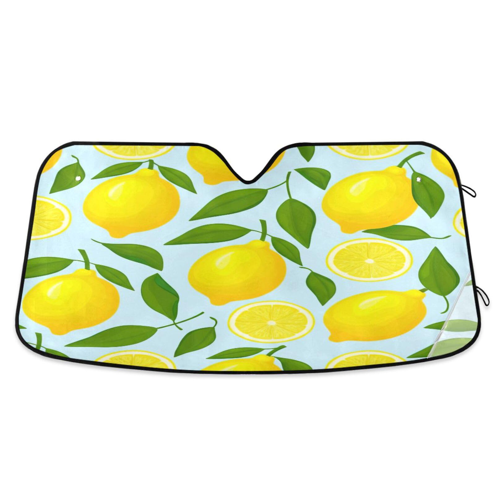 Windschutzscheiben-Sonnenschutz, gelbe Zitronen, hellblau, faltbarer Auto-Windschutzscheibenschutz vor Hitze, Frontscheibenabdeckung – 144 x 80 cm Windschutzscheiben-Sonnenschutz, gelbe Zitronen, hellblau, faltbarer Auto-Windschutzscheibenschutz vor Hitze, Frontscheibenabdeckung – 144 x 80 cm von RPLIFE