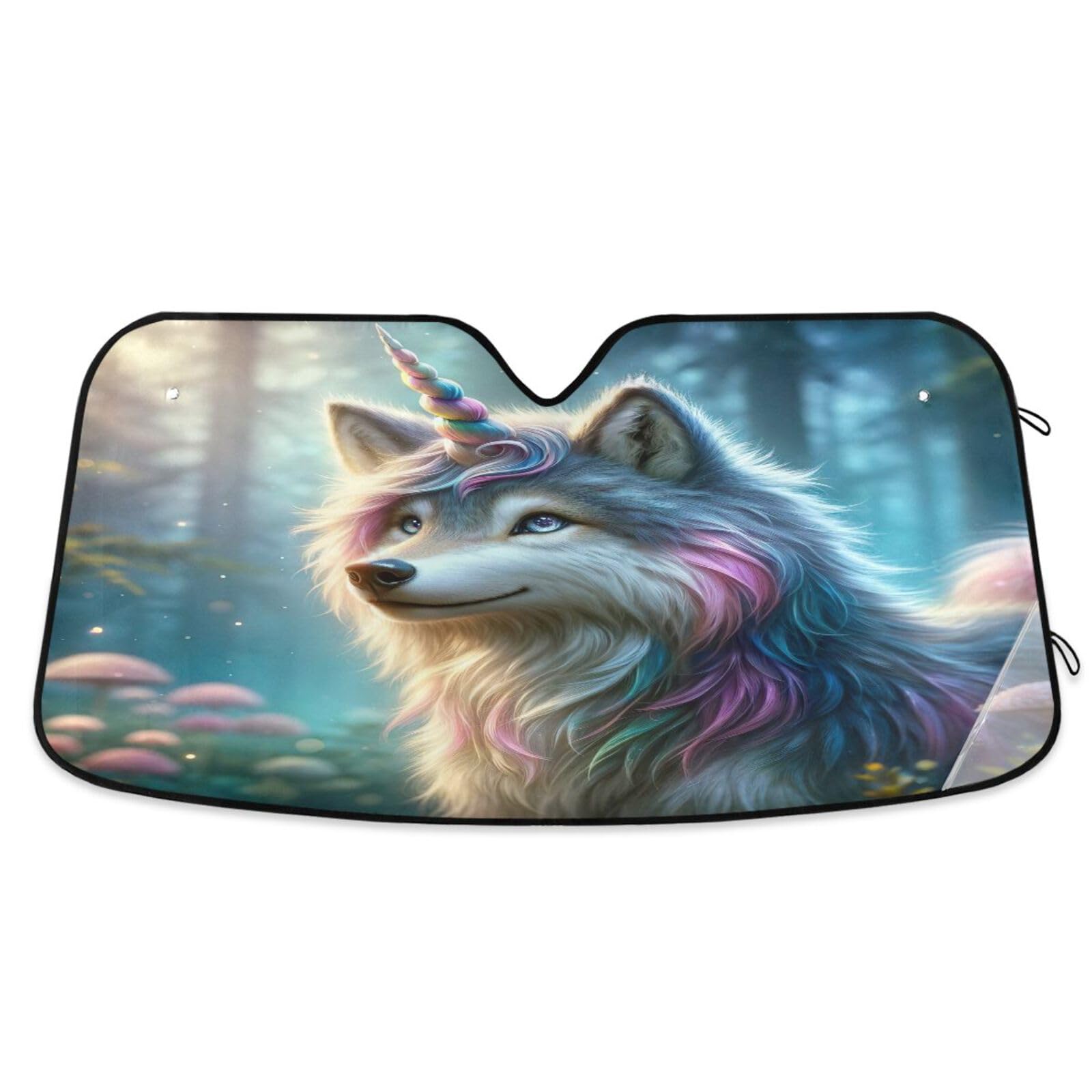 Windschutzscheiben-Sonnenschutz, lustiger Einhorn-Wolf, faltbare Sonnenabdeckung für Auto-Windschutzscheibe, Frontscheibenabdeckung – 140 x 70 cm Windschutzscheiben-Sonnenschutz, lustiger Einhorn-Wolf, faltbare Sonnenabdeckung für Auto-Windschutzscheibe, Frontscheibenabdeckung – 140 x 70 cm von RPLIFE